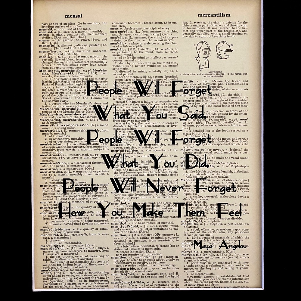 Vintage Dictionary Art Print Maya Angelou Quote